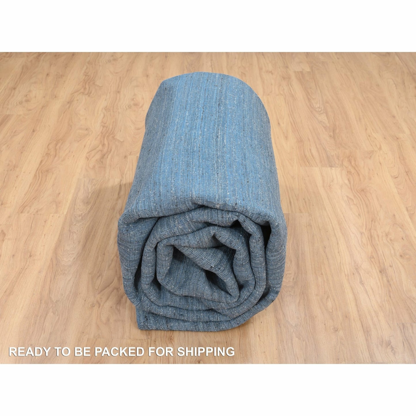 10'X14' Denim Blue Hand Loomed Modern Design Pure Wool Rug