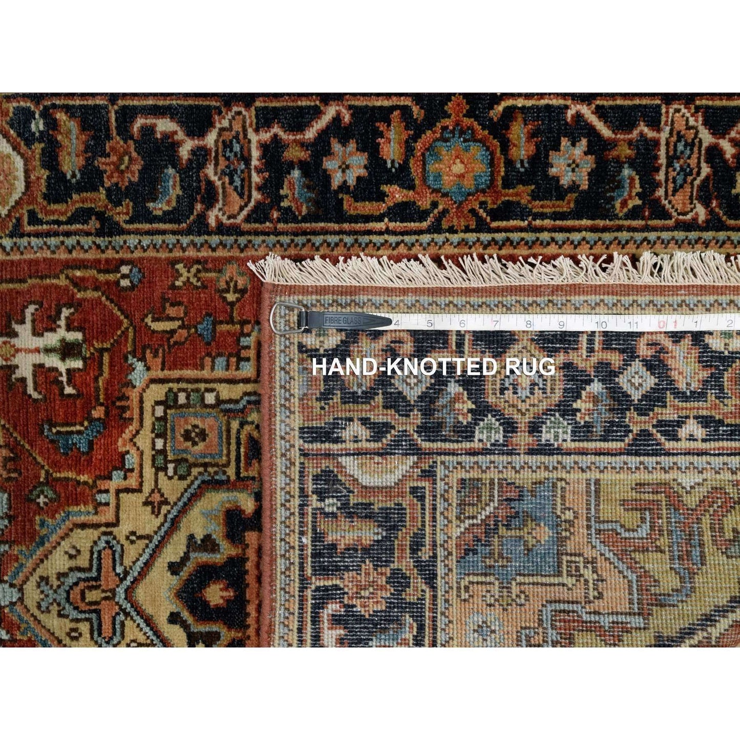 2'8"X8' Auburn Red Hand Knotted Heris Revival New Zealand Wool Runner Rug