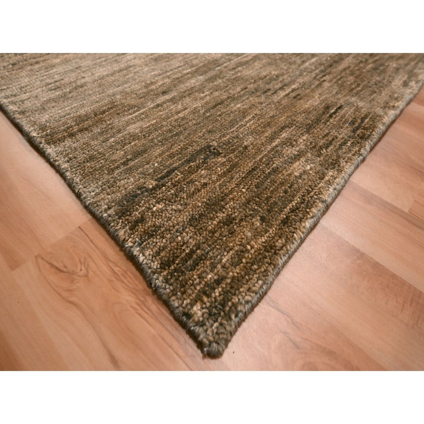 9'4"X12'4" Shades Of Brown Modern Plain Design 100% Wool Hand Knotted Rug