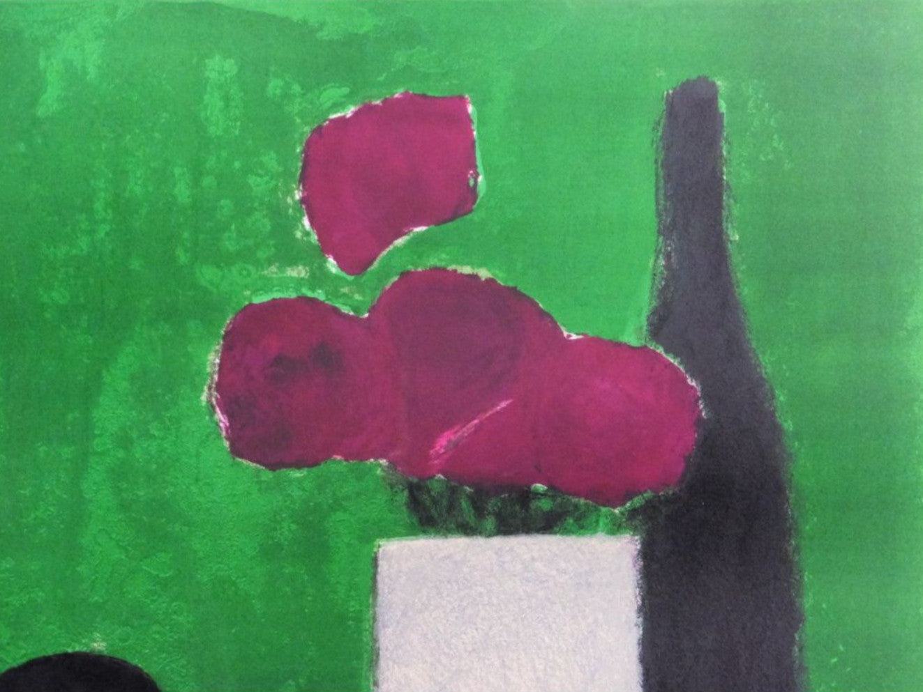 Bernard Cathelin Still Life Signed Original Lithograph Art Print Framed Green