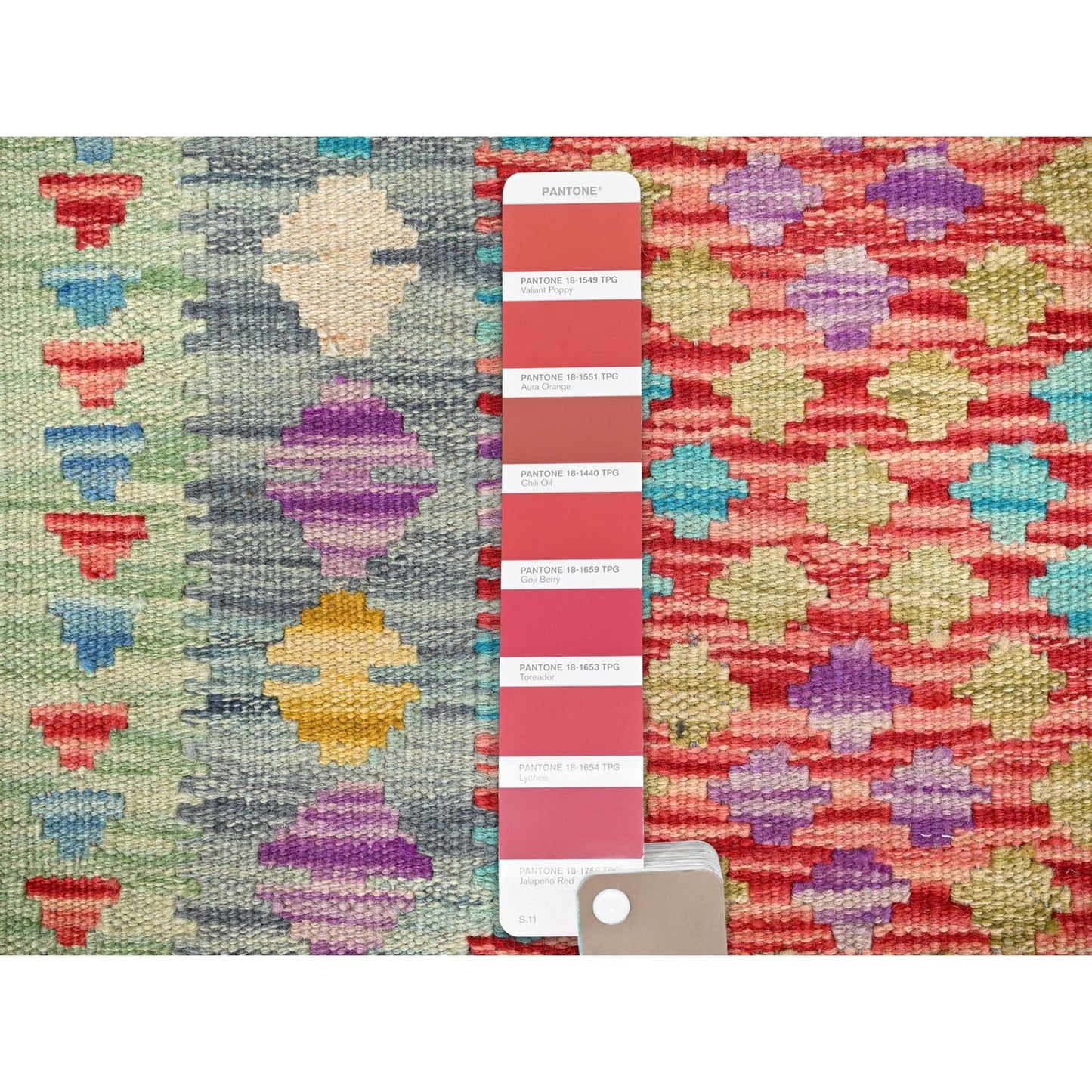 2'X2'10" Red Afghan Kilim Natural Wool Hand Woven Oriental Rug