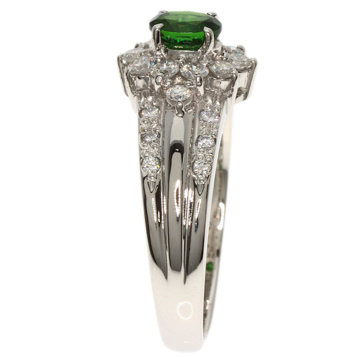 0.4ct Chrome Tourmaline Diamond Ring Platinum