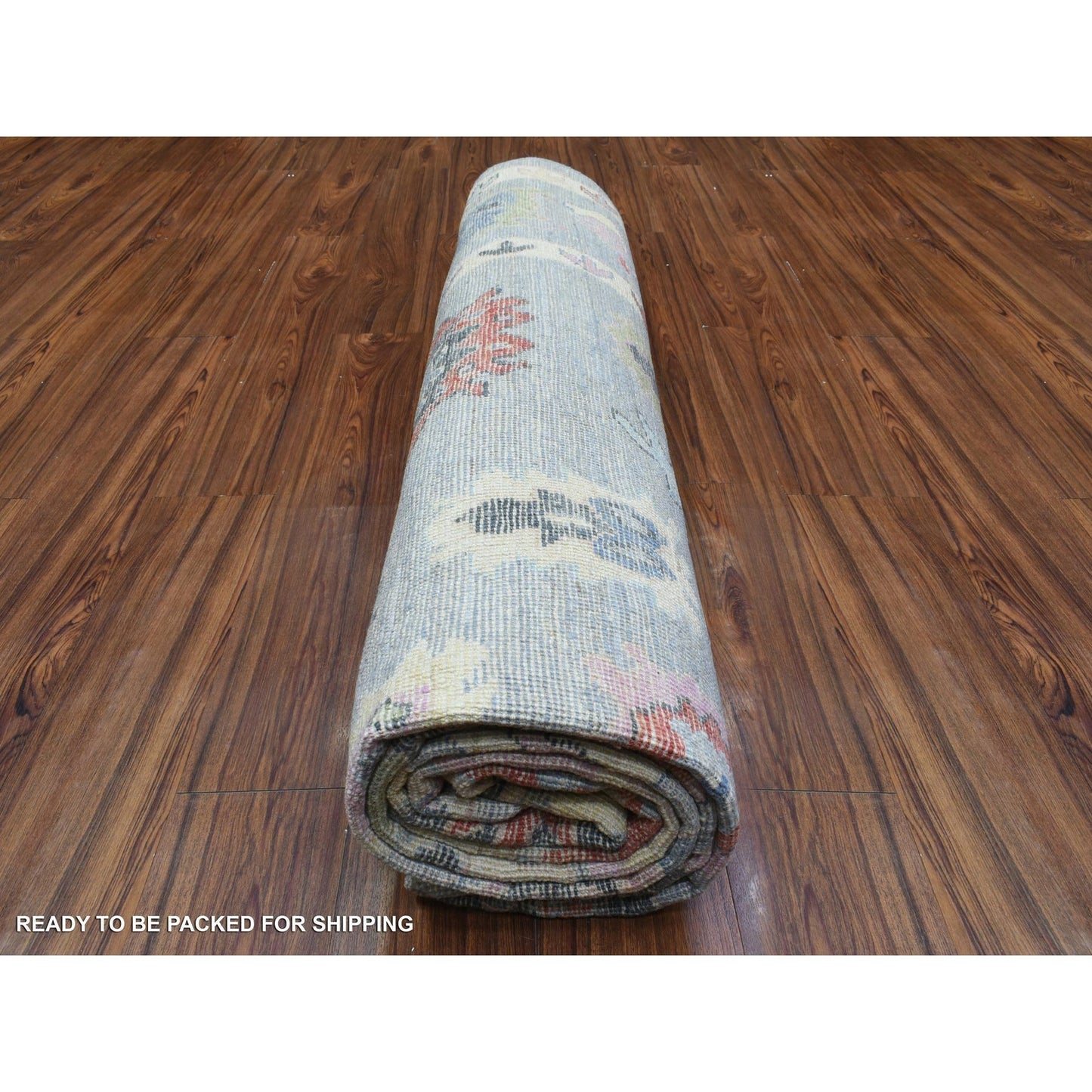8'X10'7" Gray, Afghan Angora Oushak, Pure Wool Hand Knotted, Rug