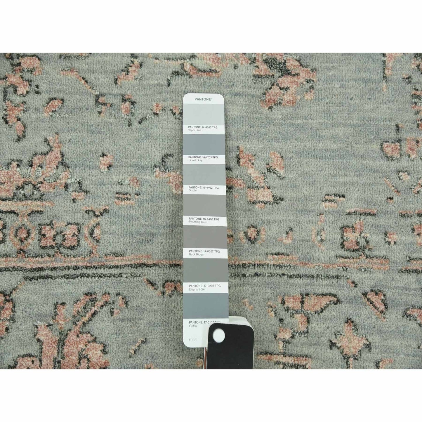 9'X12' Gray Zoroastrian Seeripe Design Wool And Silk Hand Knotted Rug
