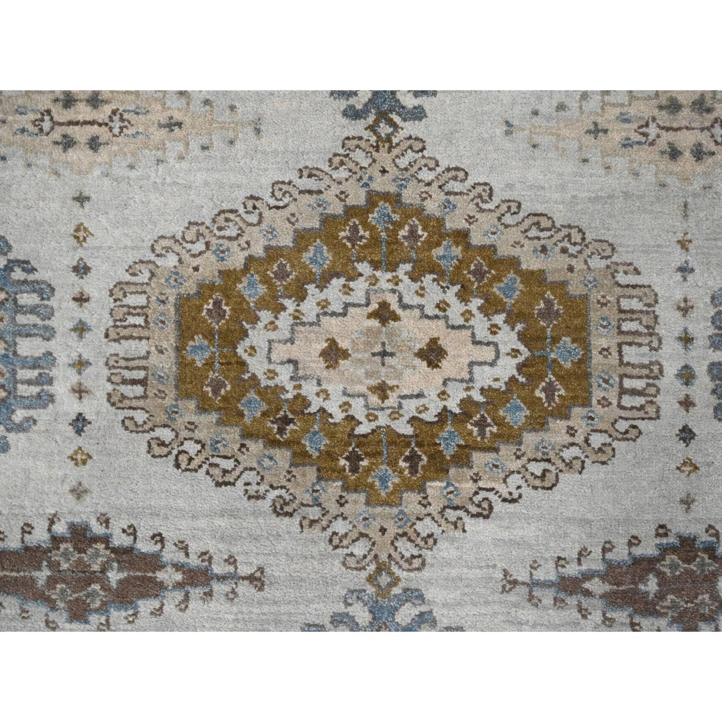 4'3"X12' Intellectual Gray Farsian Village Wool Hand Knotted Runner Rug