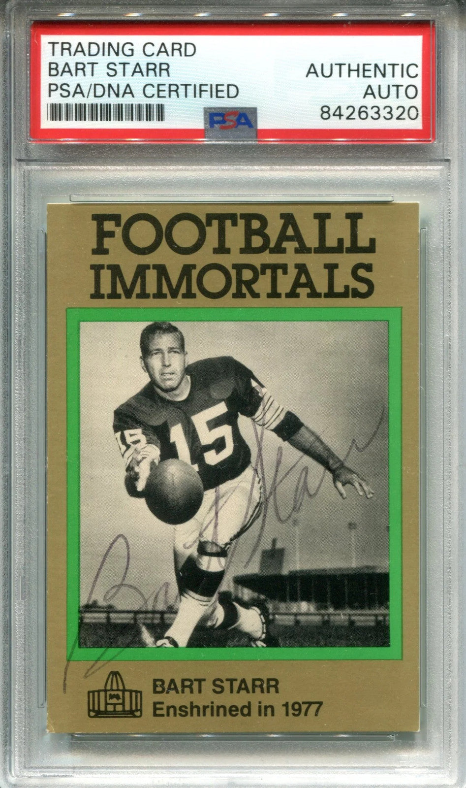 Bart Starr Autographed 1985 Football Immortals Card (Psa)