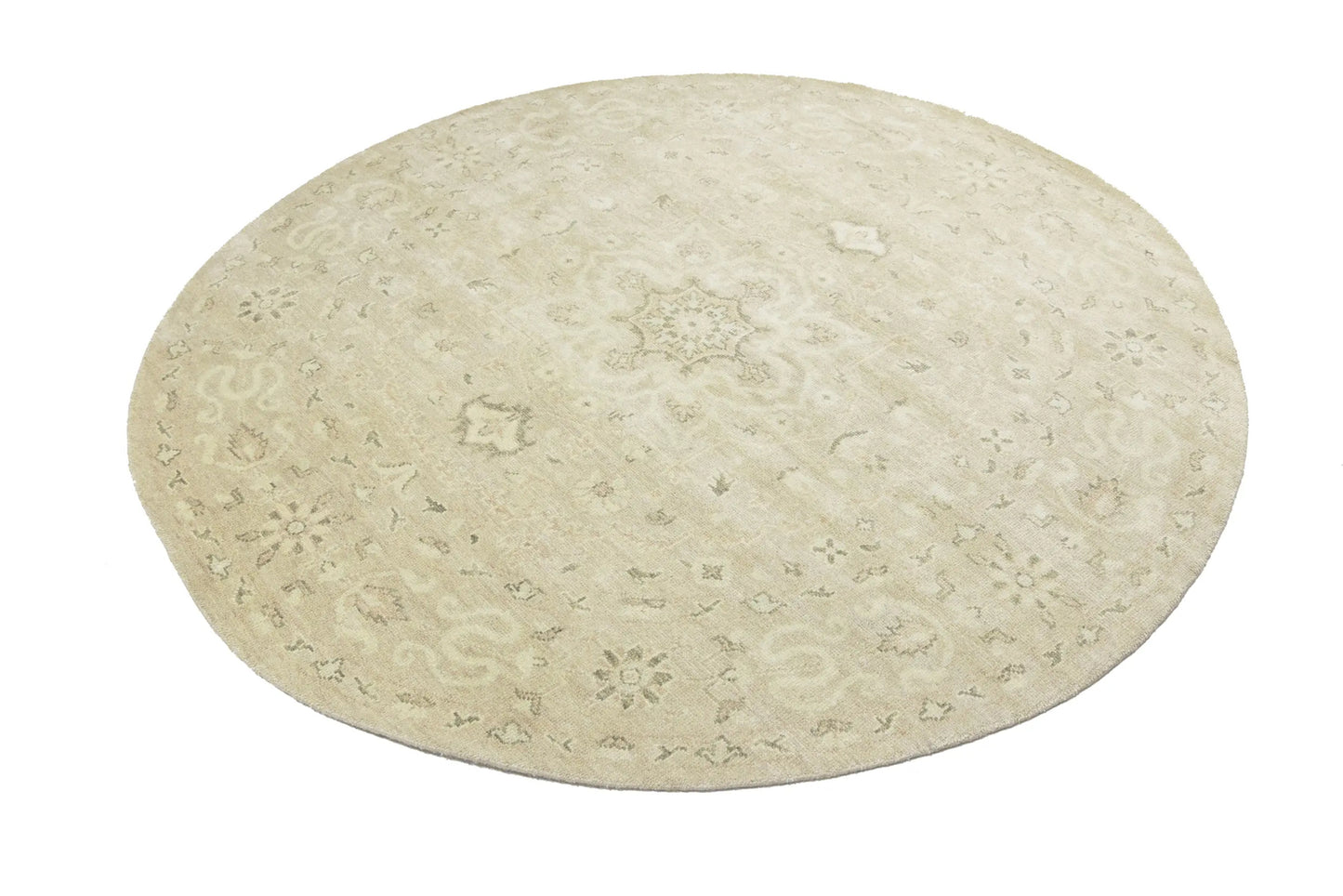 Handmade Transitional Round Oriental Rug Floral
