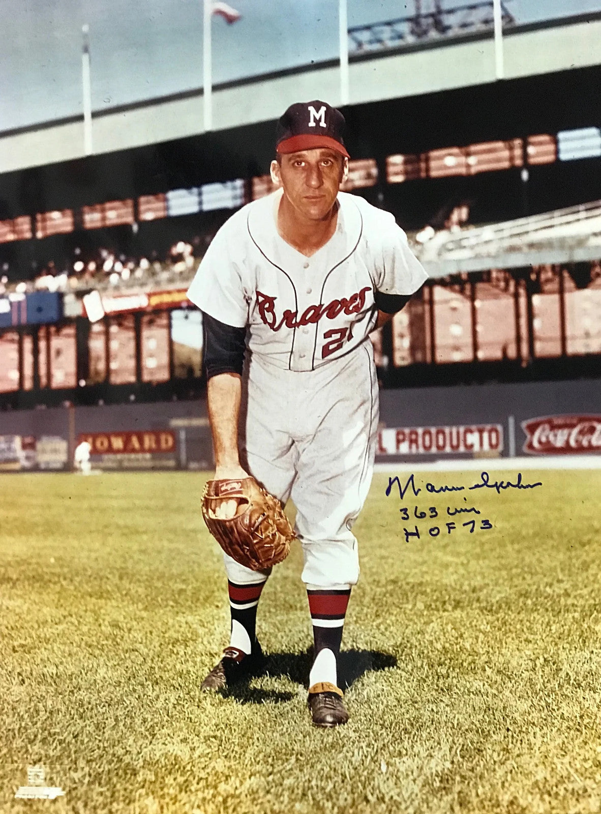 Warren Spahn Autographed 16X20 Baseball Photo