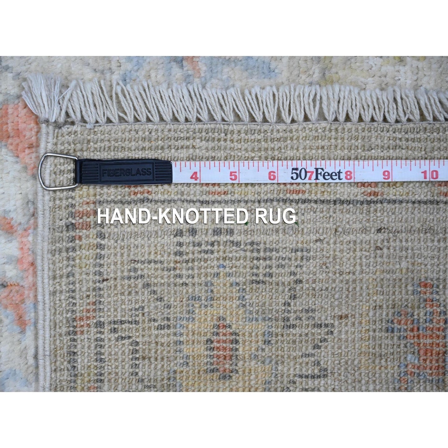 3'1"X11'8" Silver Green Vegetable Dyes Angora Oushak Runner Oriental Rug