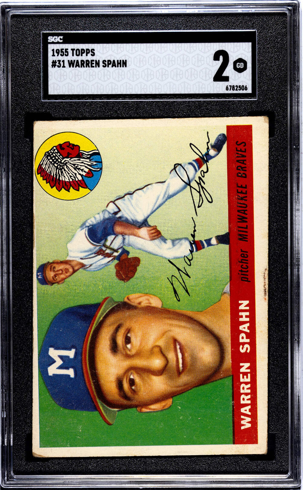 Warren Spahn 1955 Topps Card #31 Sgc 2