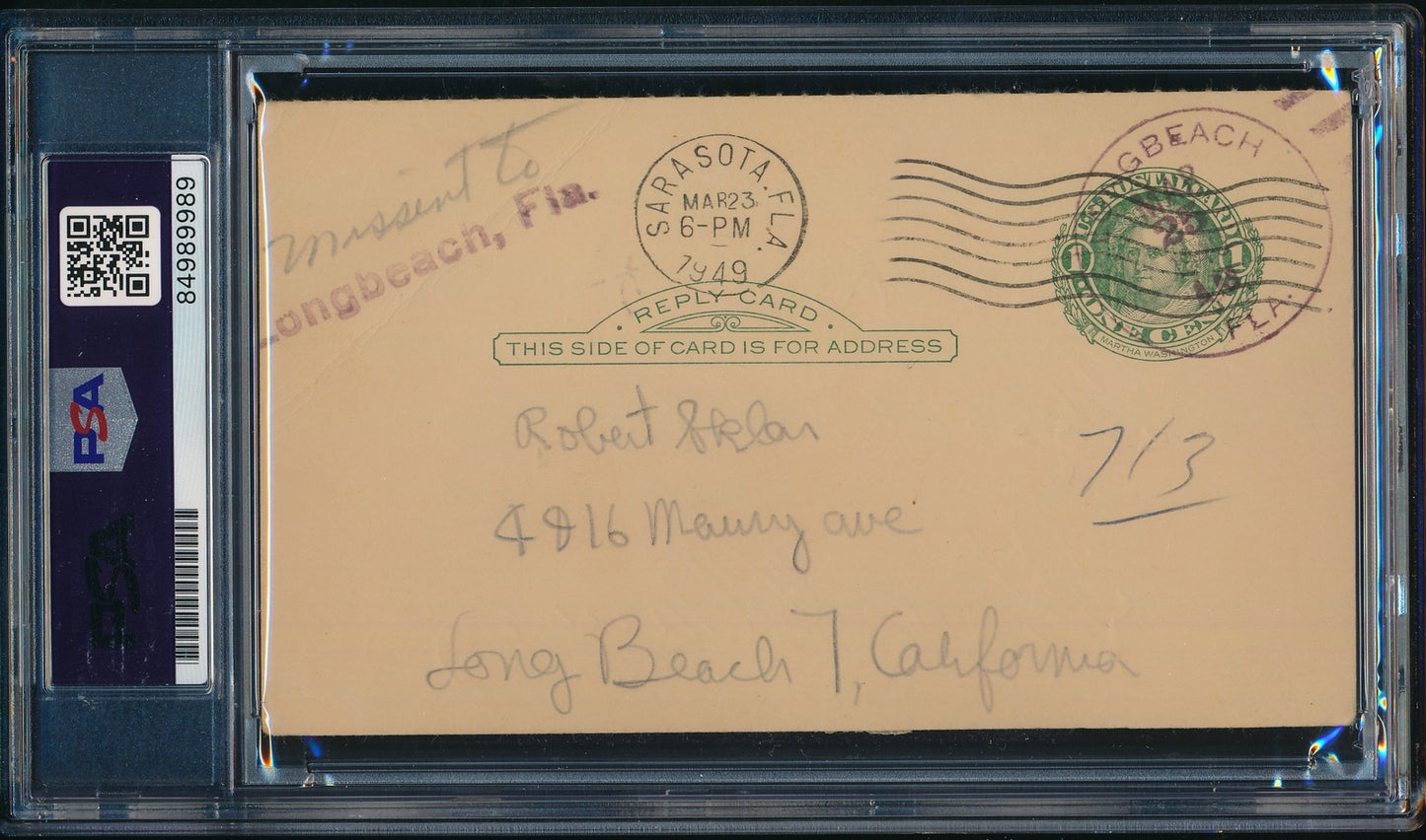 Paul Waner Hof Autographed/Inscr 1949 Gpc