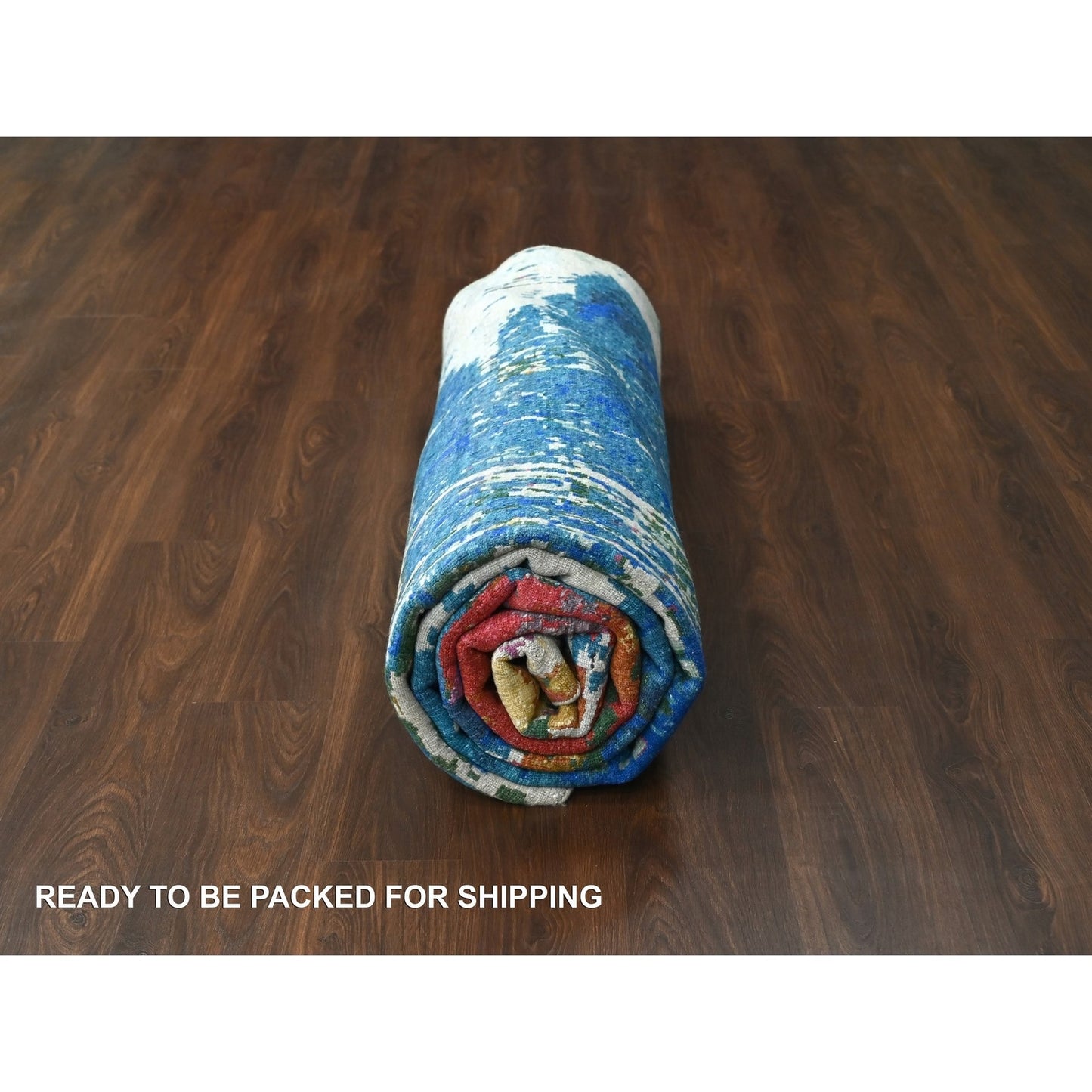 9'4"X12'3" Blue Modern Abstract Design Wool Hand Knotted Oriental Rug