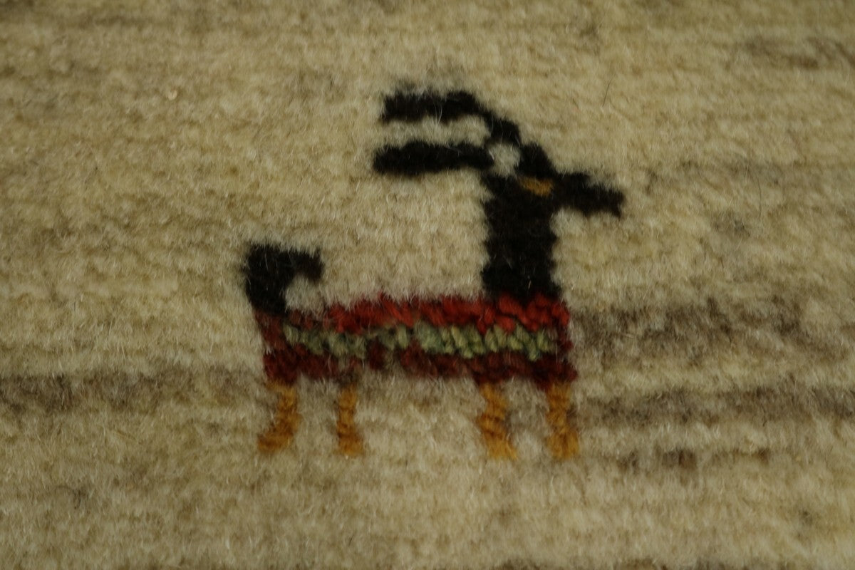 Modern Gabbeh Wool Area Rug Thick Pile Tribal