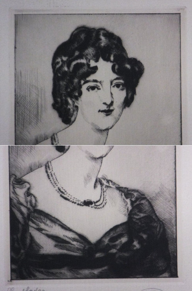 Clment Serveau Signed Drypoint "Woman With Necklace" Portrait W/ Paris Stamp