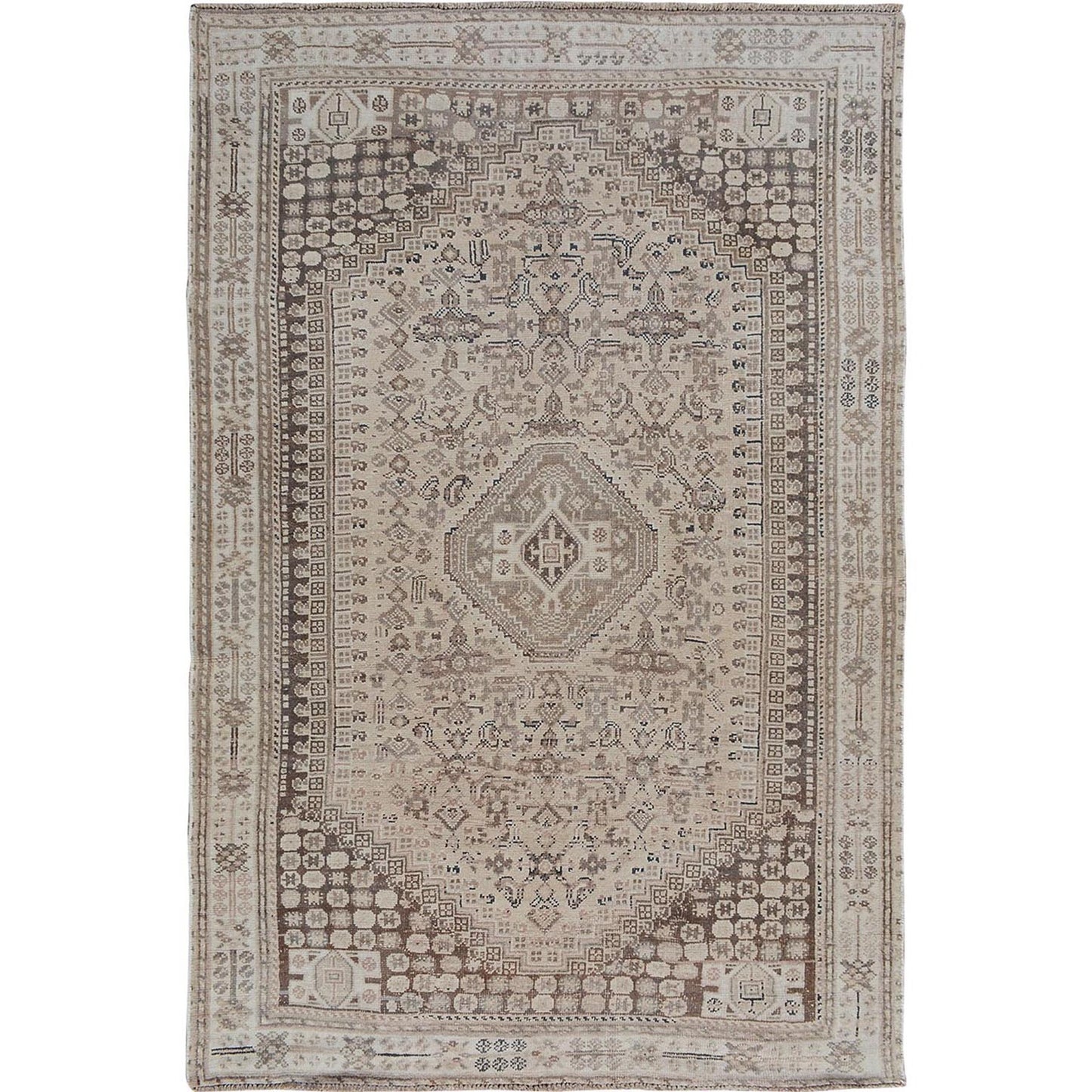 5'6"X8'2" Natural Colors Farsian Qashqairaz Wool Handknotted Oriental Rug