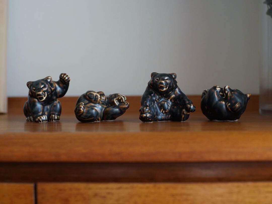 Knud Kyhn (1880-1969) Royal Copenhagen Sculpture Complete Set Of Four Bears
