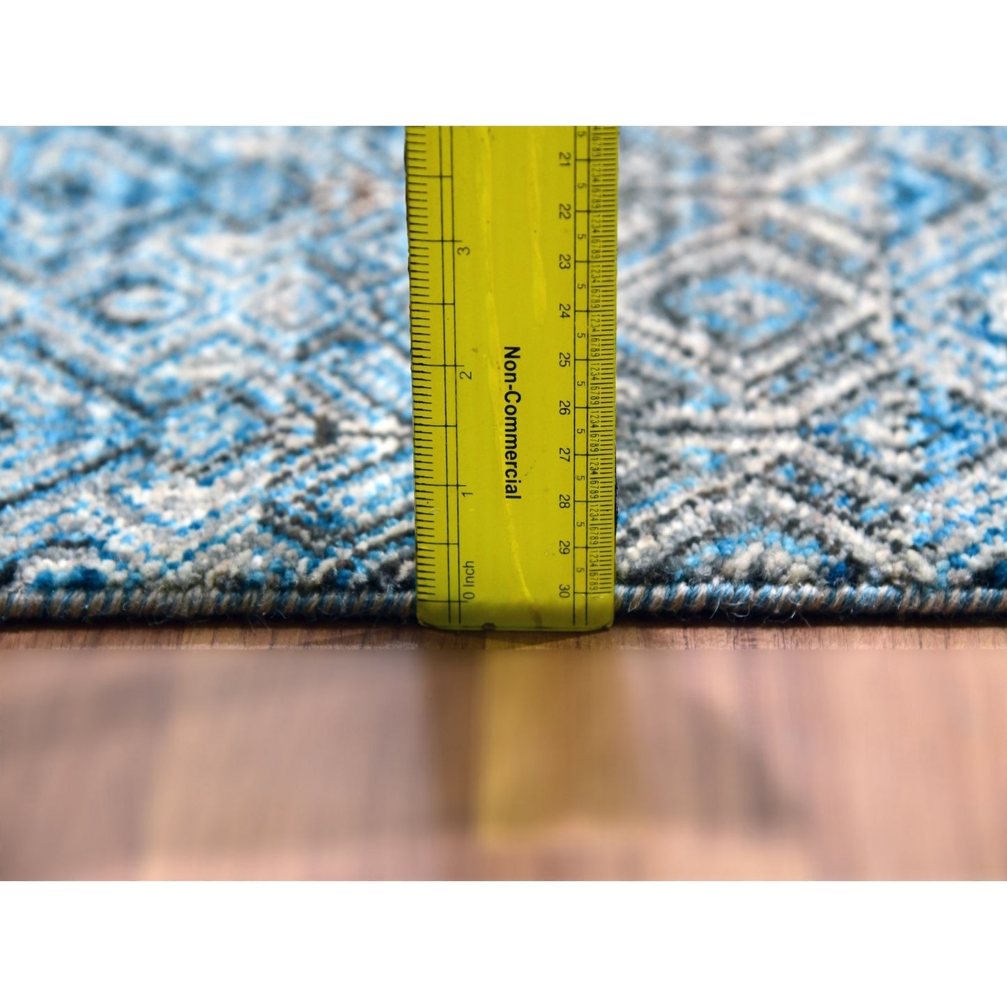 12'X12' Blue 100% Wool Hand Knotted Kohinoor Herrita Design Square Rug