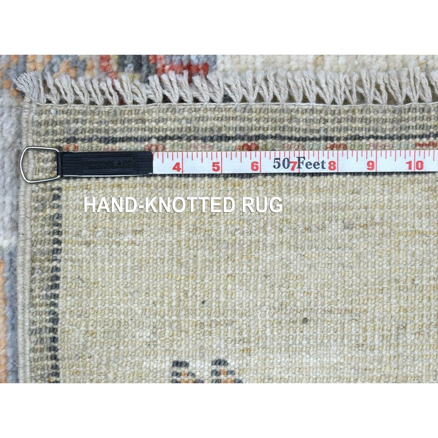 3'X12' Hand Knotted Gray Anatolian Village Inspired Wool Wide Runner Rug
