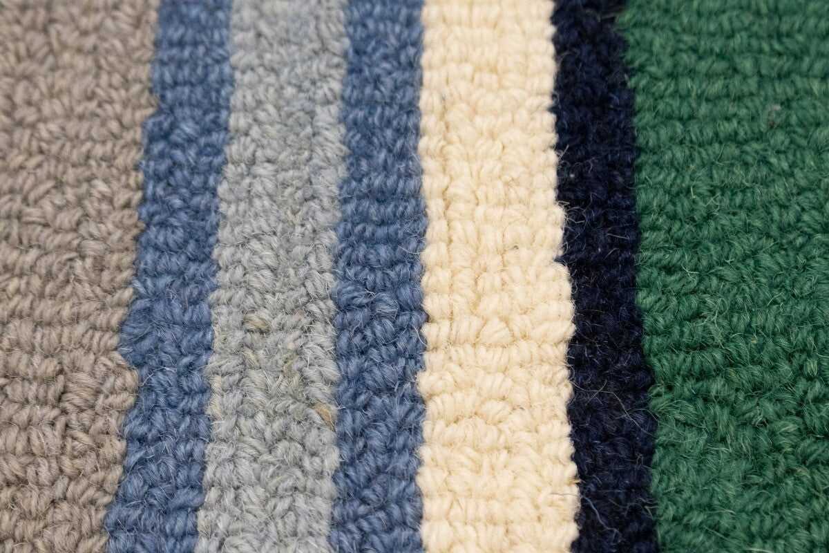 Hand-Tufted Multicolored Stripes Design Plush Rug