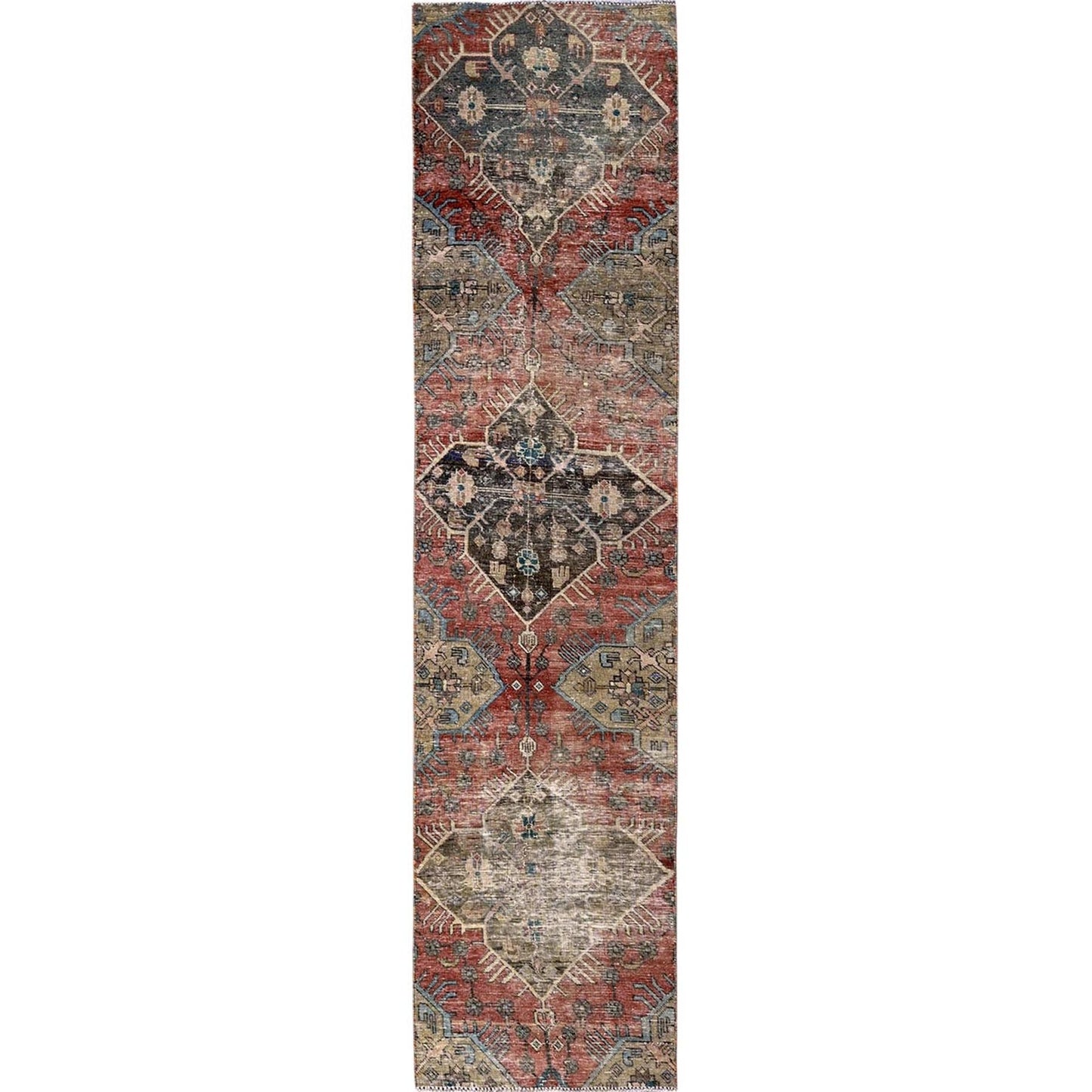 2'2"X9'9" Red Vintage Northwest Zoroastrian Hand Knotted Wool Runner Rug