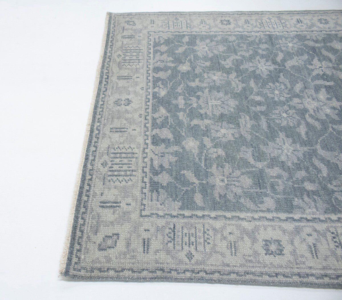 5X8 Ft Hand-Knotted Wool Area Rug Muted
