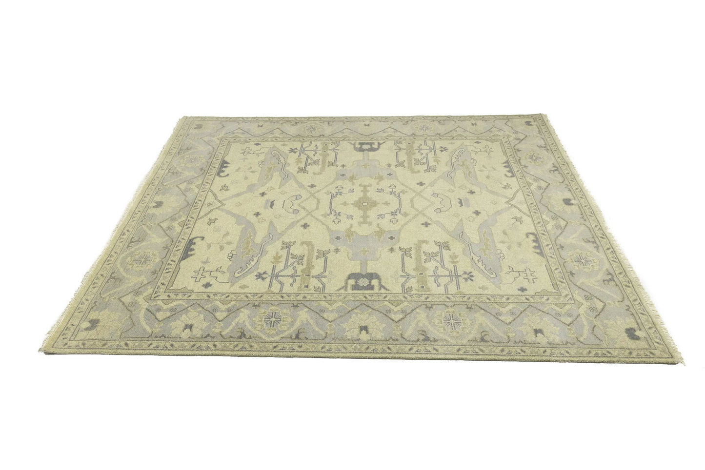 Large Handmade Oushak Oriental Rug Floral Design