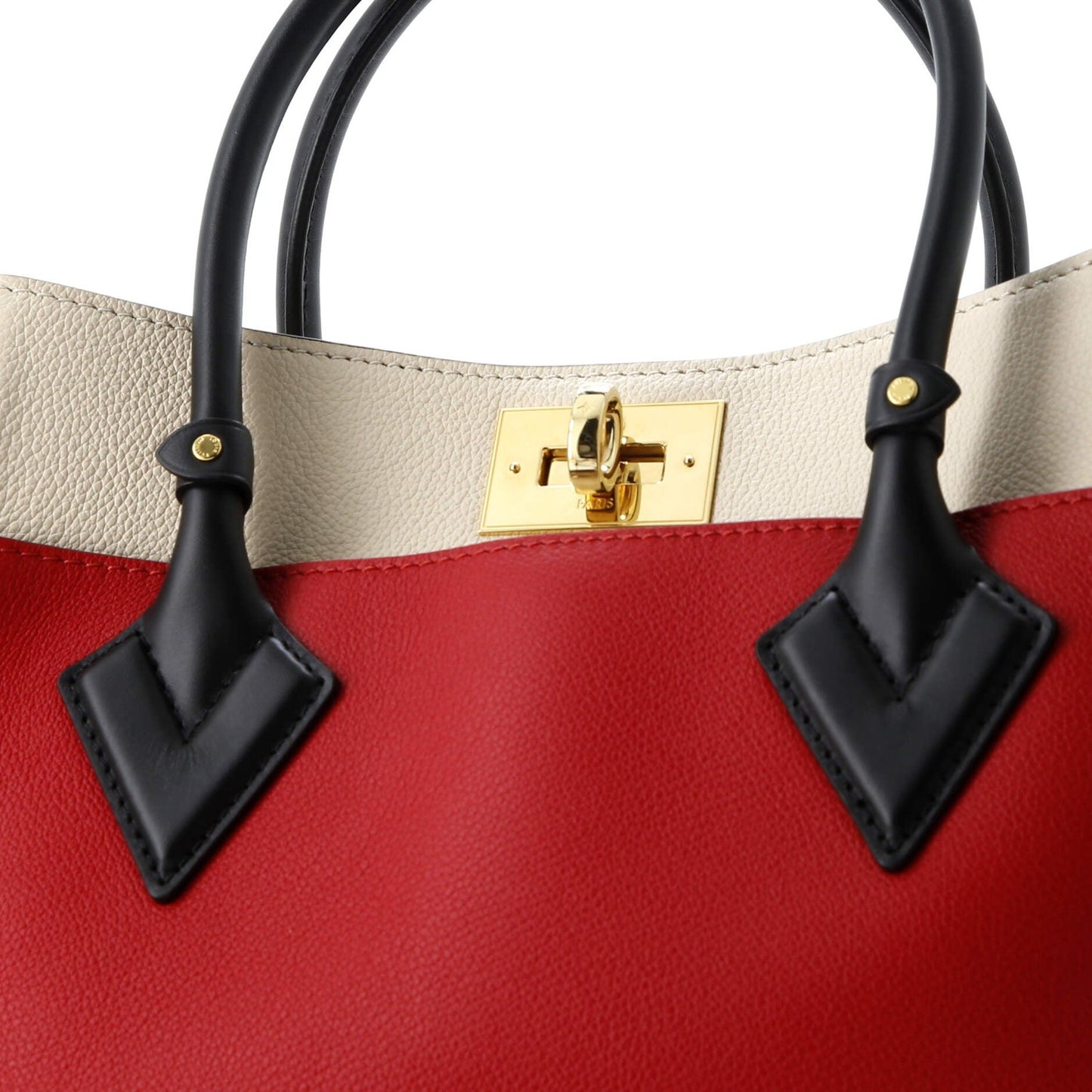 Louis Vuitton On My Side Tote Leather With Monogram Canvas Mm