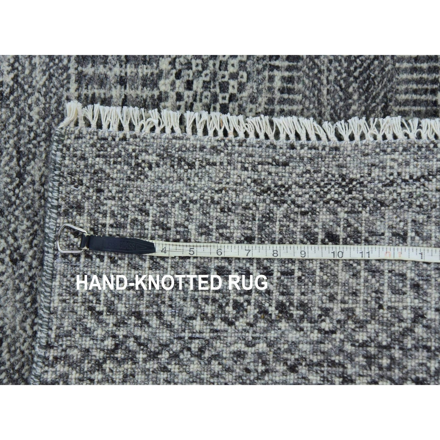 2'7"X20' Cloudburst Gray Grass Undyed Wool Hand Knotted Xl Runner Rug