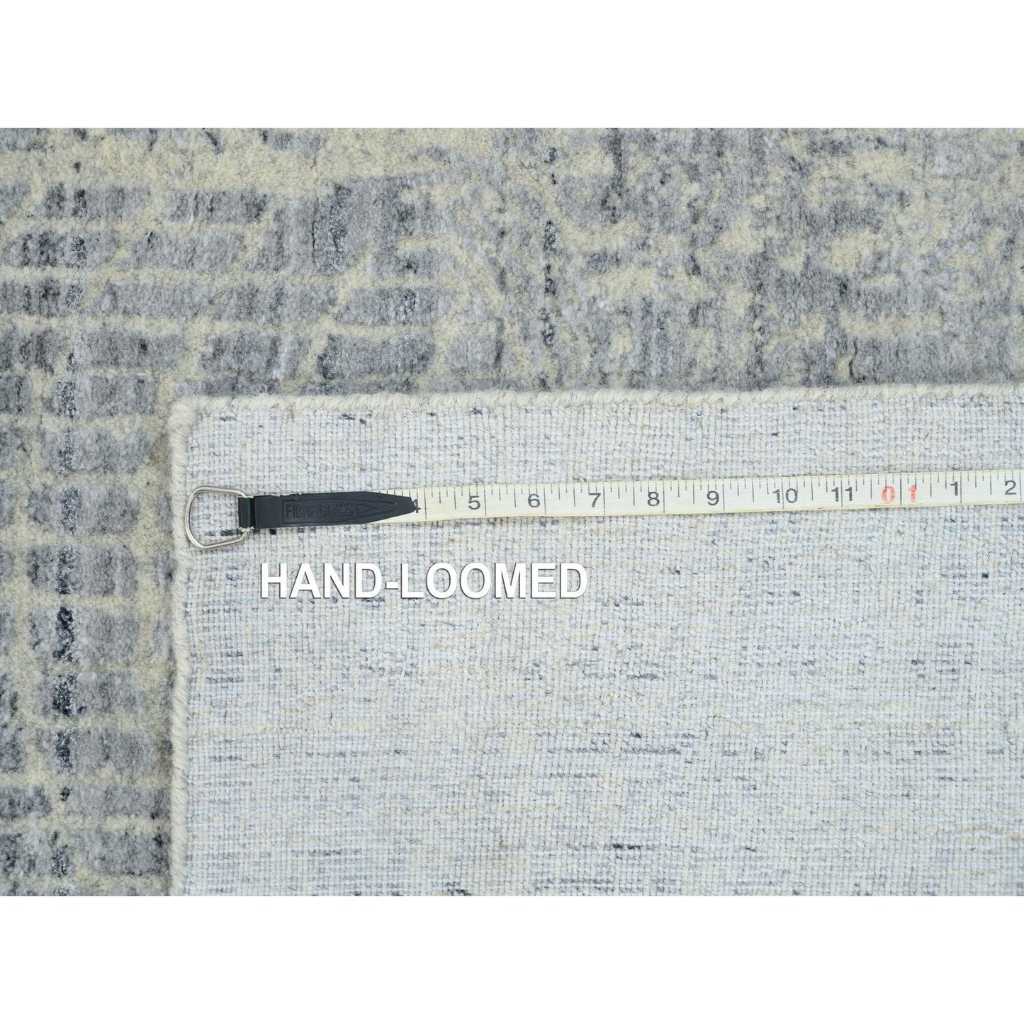 2'6"X12' Gray Wool And Plant Based Silk Hand Loomed Runner Rug