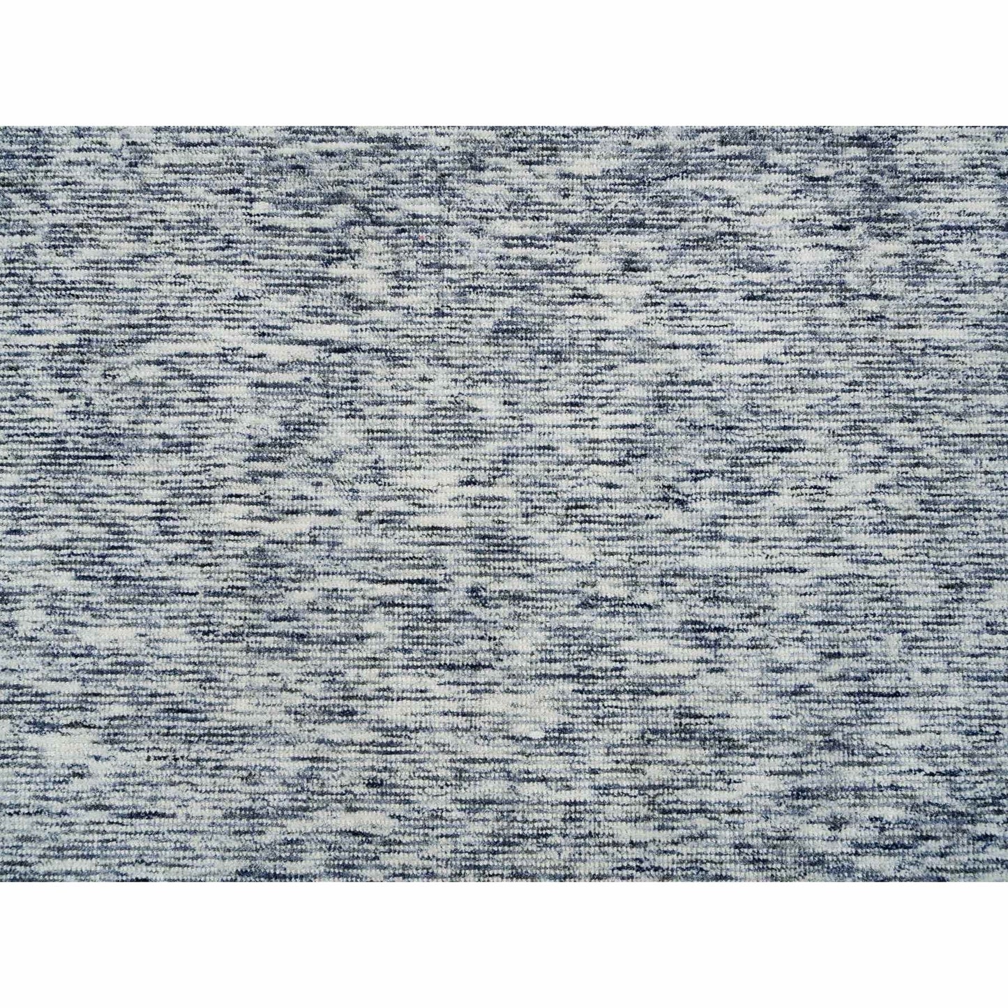 8'2"X10' Blue Pure Wool Hand Loomed Modern Striae Design Oriental Rug
