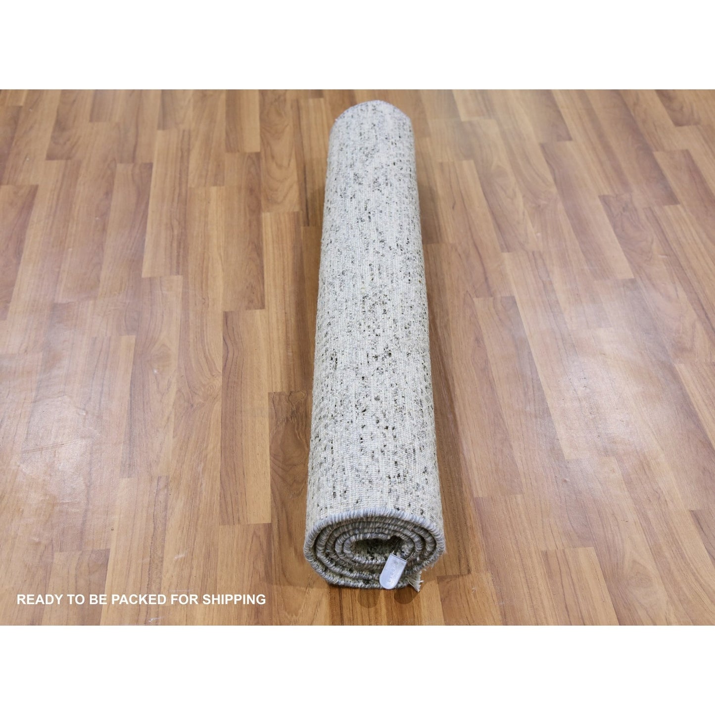 3'X5'1" Gainsboro Gray Grass Design Hand Knotted Undyed Organic Wool Rug