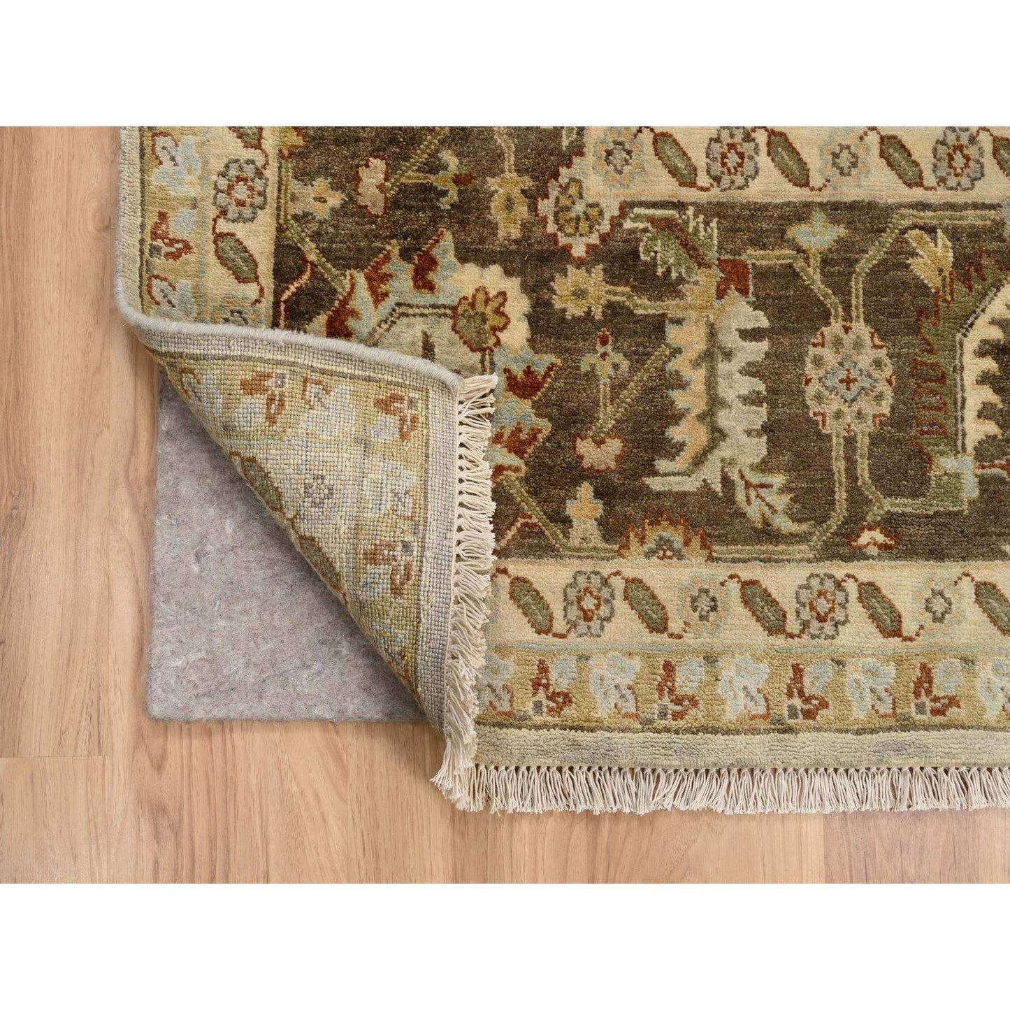 10'2"X10'2" Light Gray Soft Wool Hand Knotted Karjihooz Design Square Rug