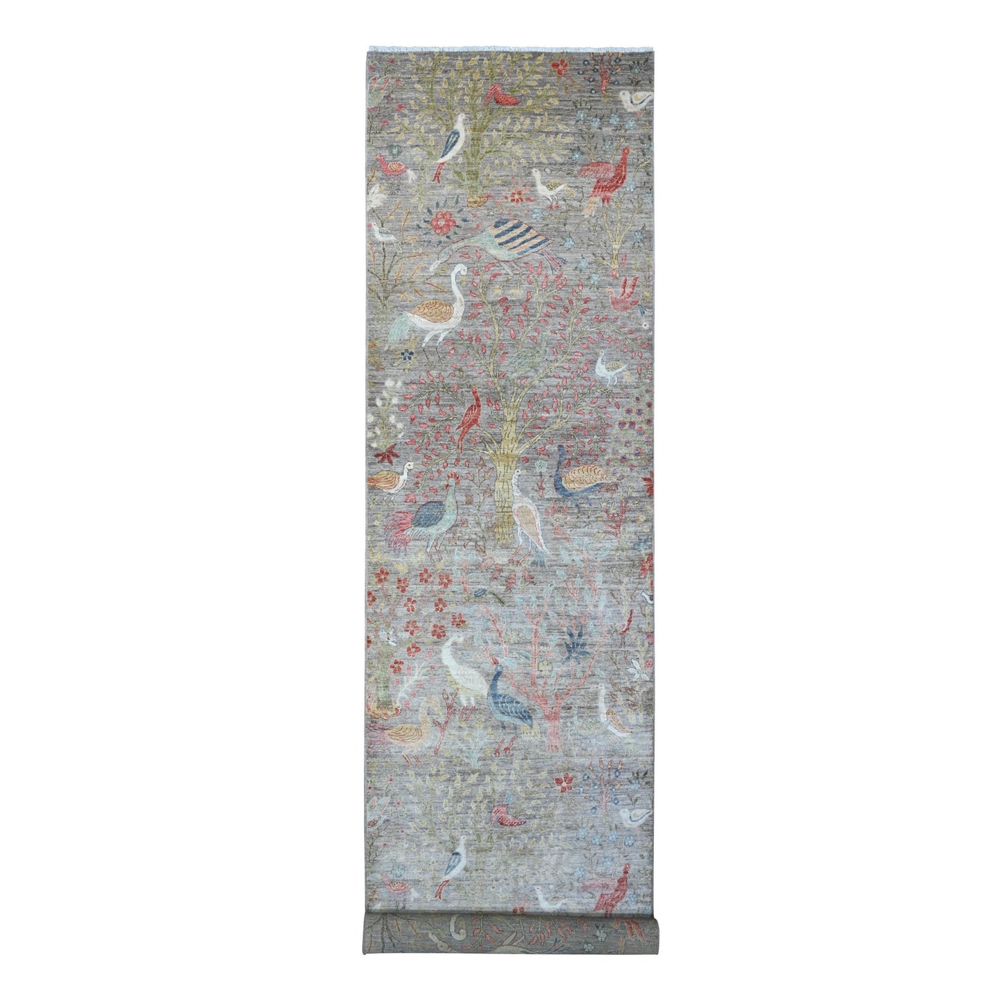 4'2"X20' Fashion Gray Hand Knotted Peshawar Wool Wide Runner Oriental Rug