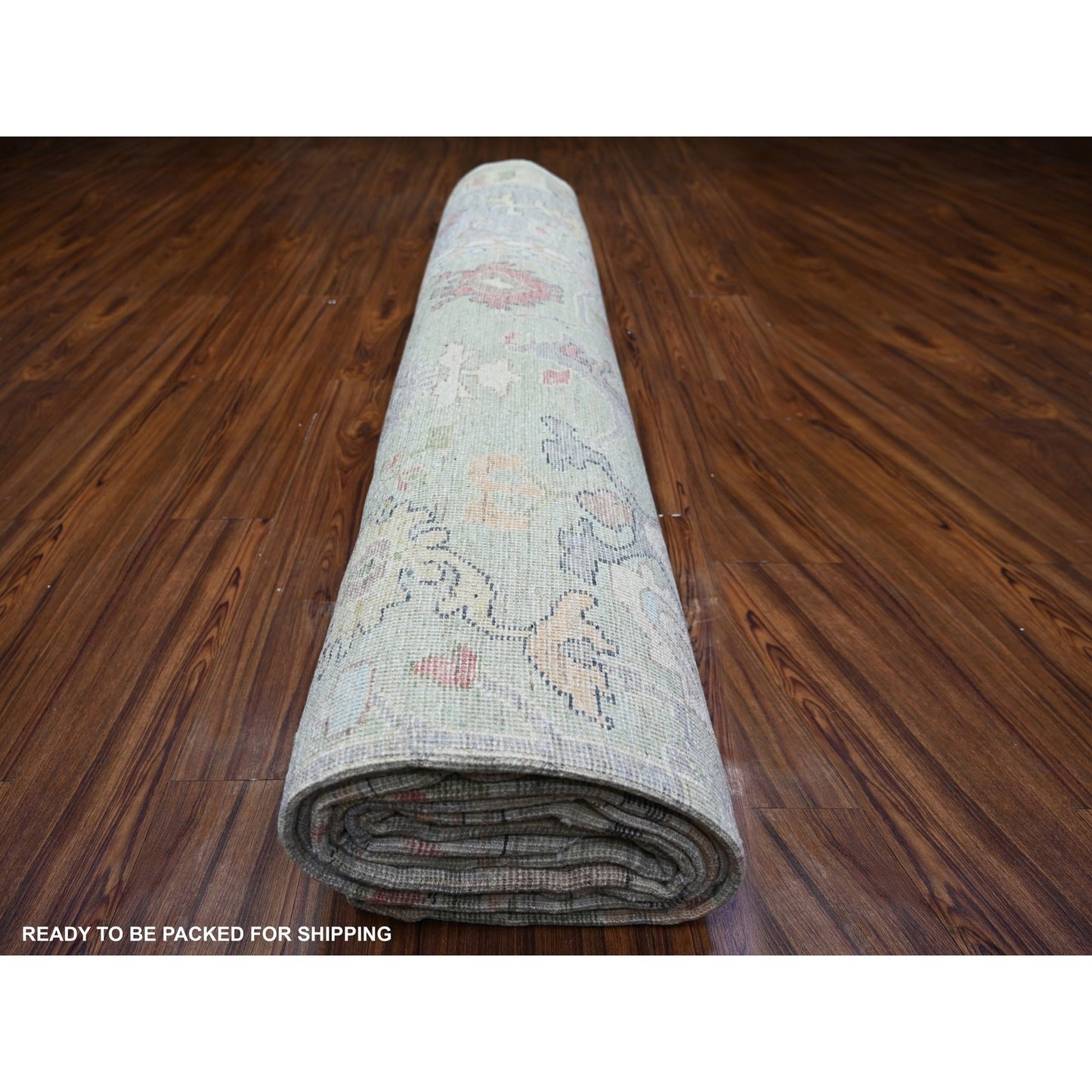 11'6"X15'7" Green Afghan Angora Oushak Wool Hand Knotted Oversized Rug