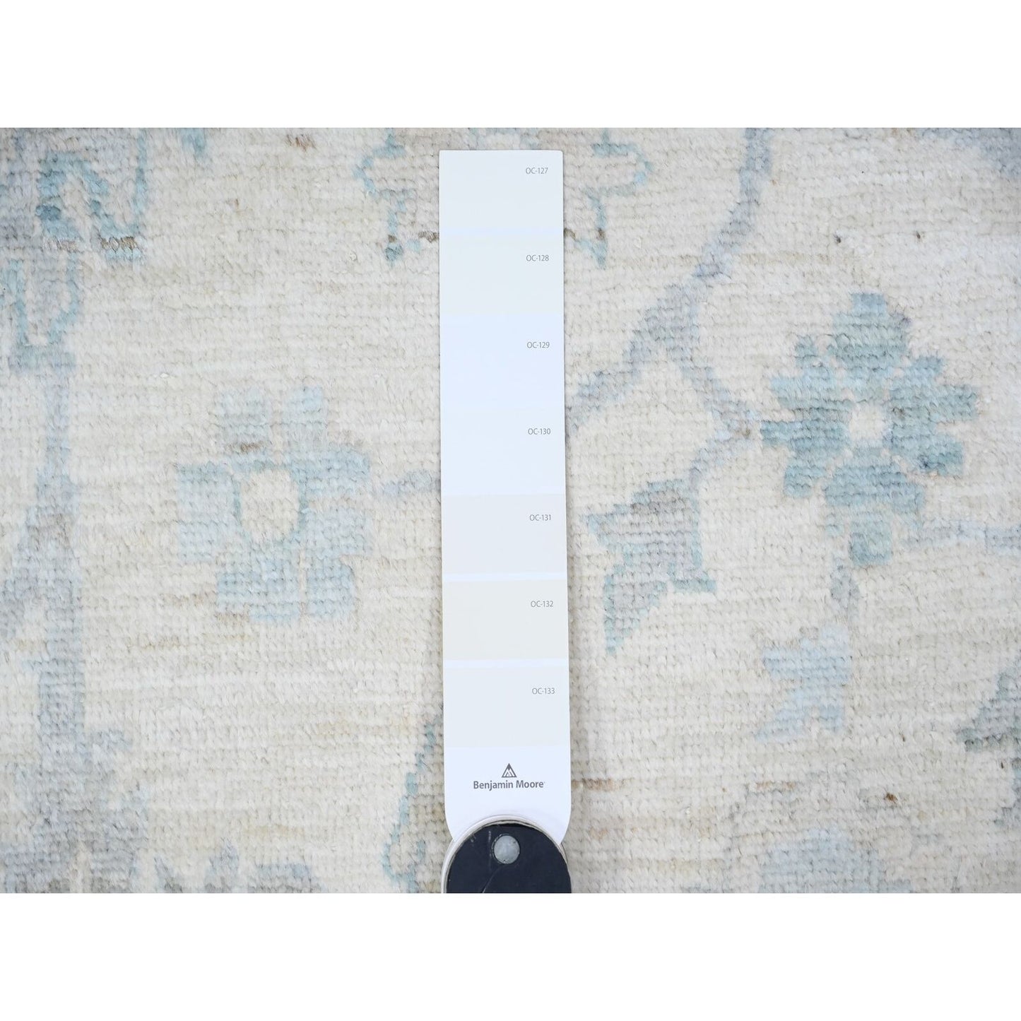 10'2"X14'1" Frost White Organic Wool White Wash Peshawar Hand Knotted Rug
