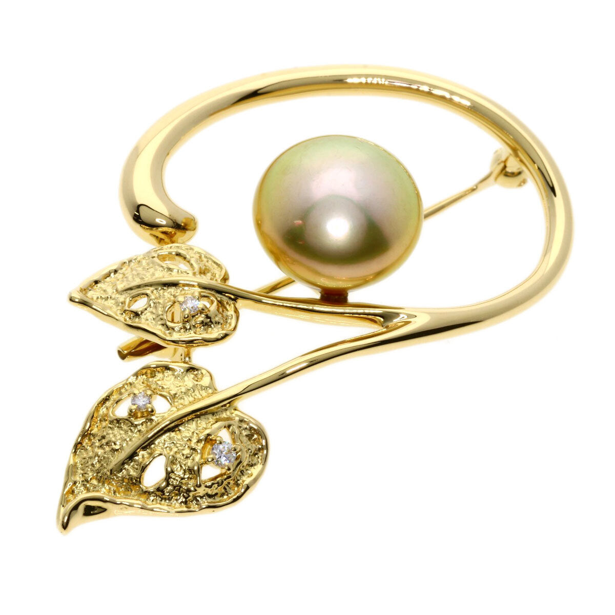 Tasaki Brooch Golden Pearl Pearl Diamond K18