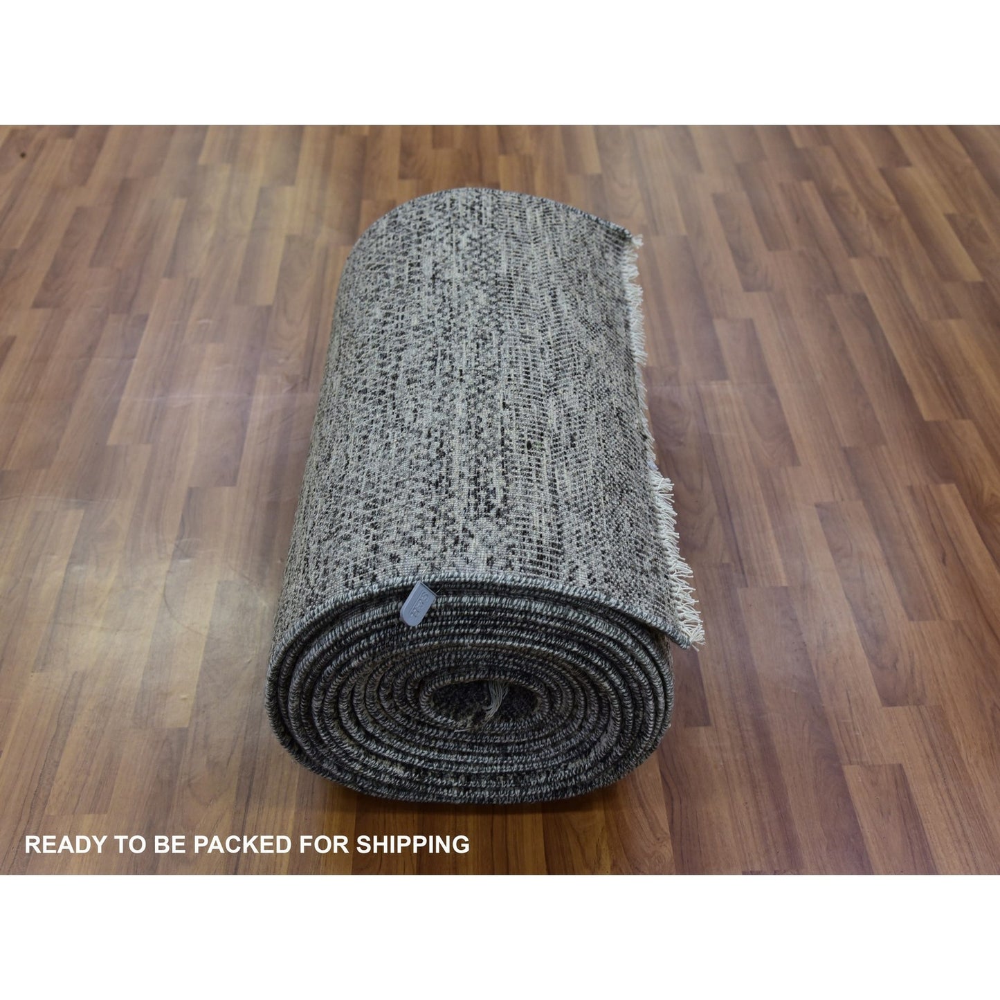 2'5"X32'3" Gray Hand Knotted Undyed Wool Grass Design Xl Runner Rug