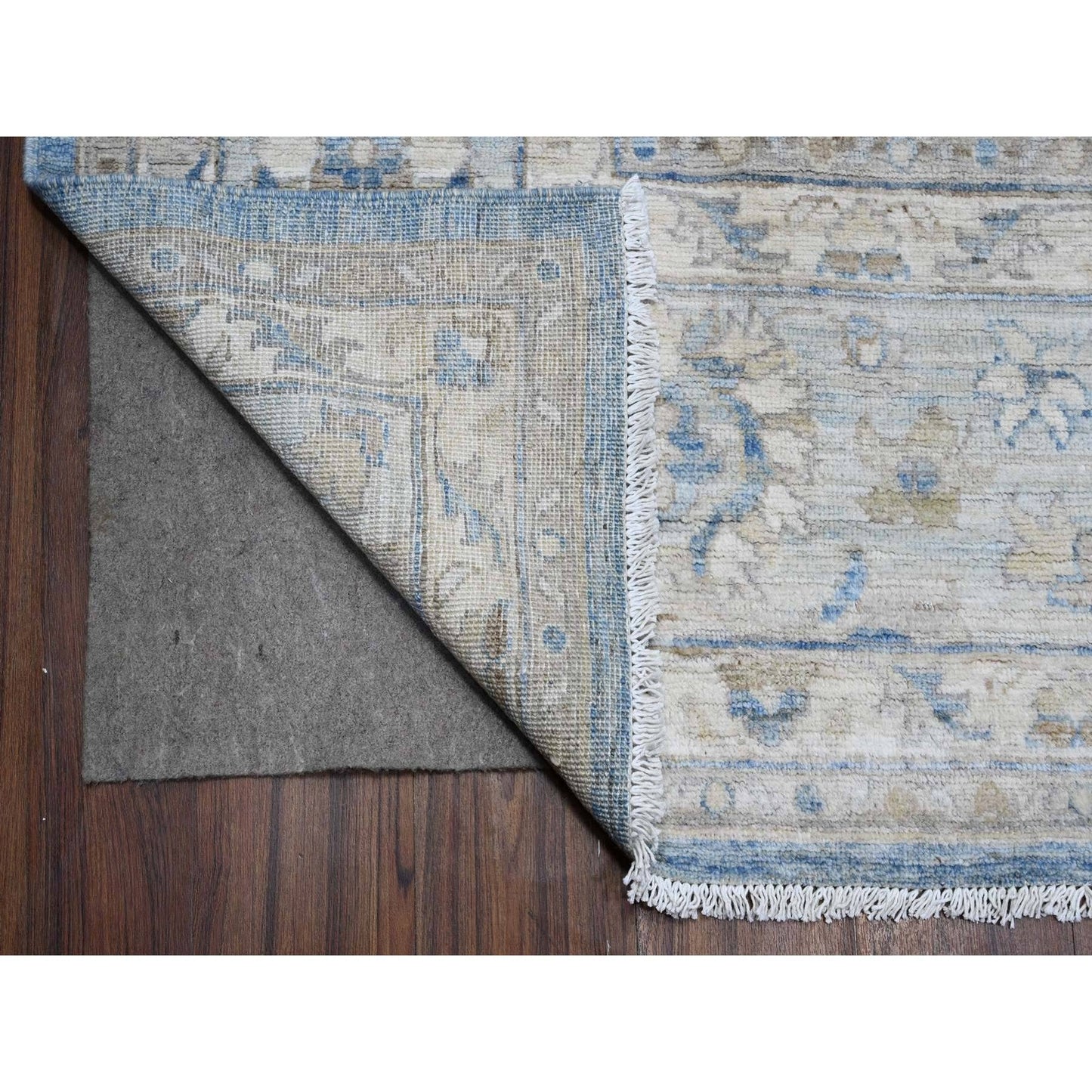 8'9"X12' Blue Hand Knotted Fine Peshawar Mahal Design Wool Oriental Rug