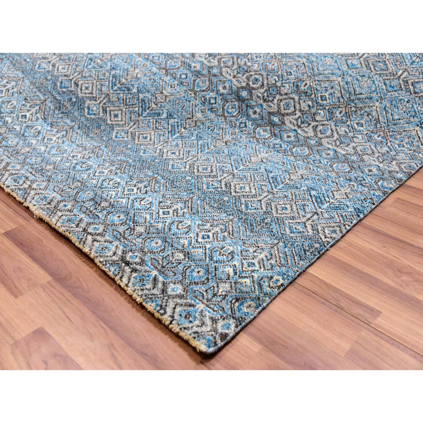 12'X12' Blue 100% Wool Hand Knotted Kohinoor Herrita Design Square Rug
