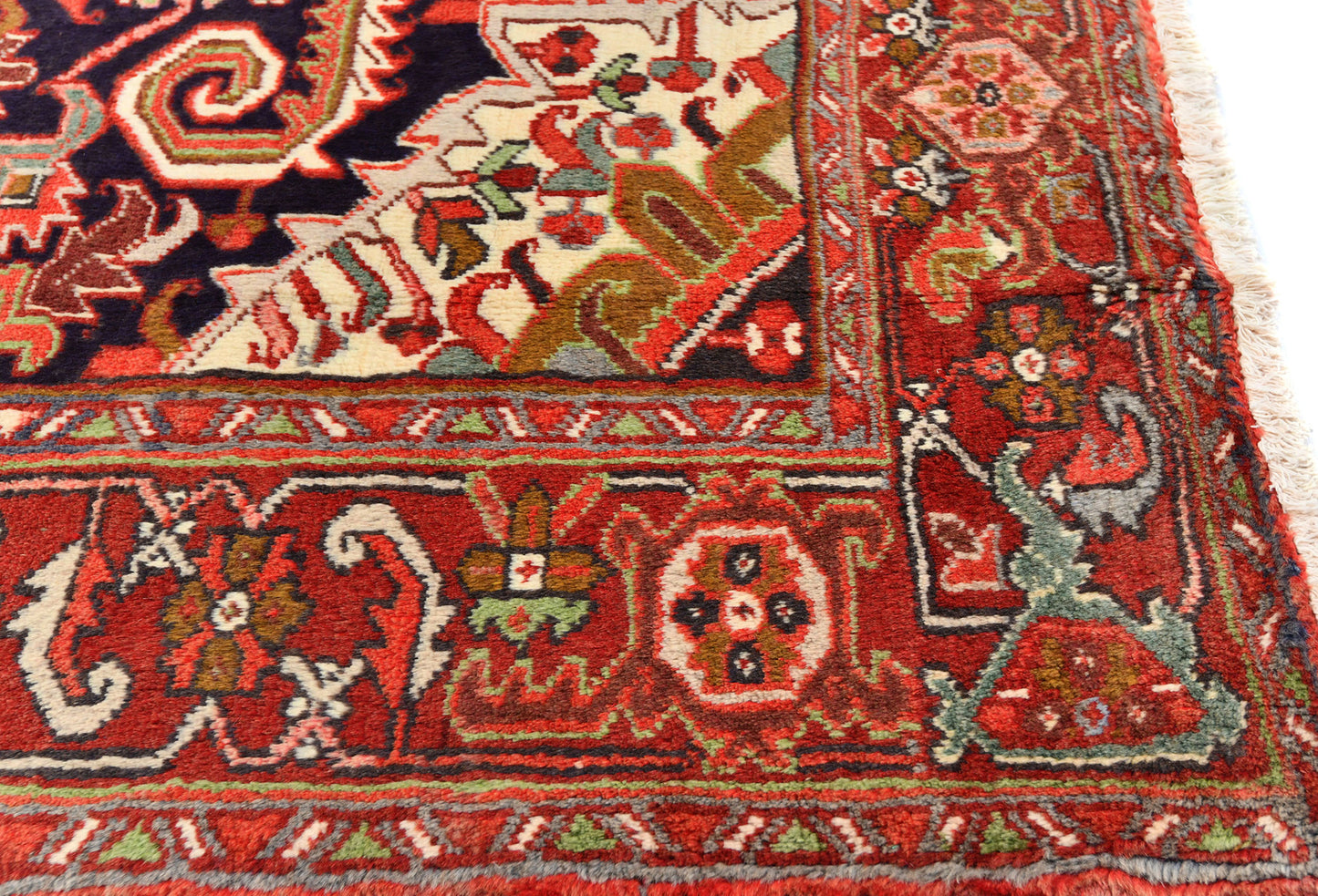 Handmade Vintage Heriz Oriental Rug Classic