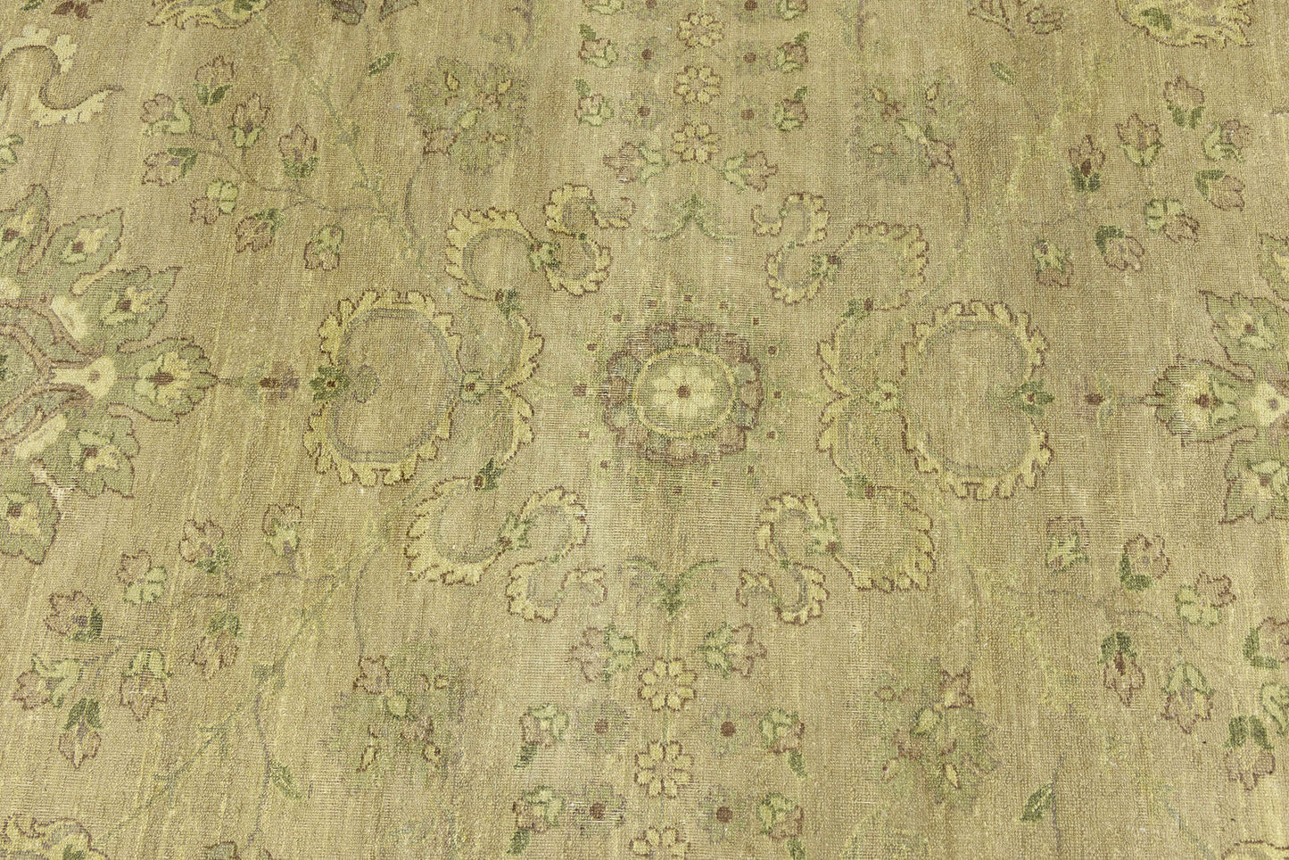 Hand-Knotted Wool Oriental Rug Large Distressed
