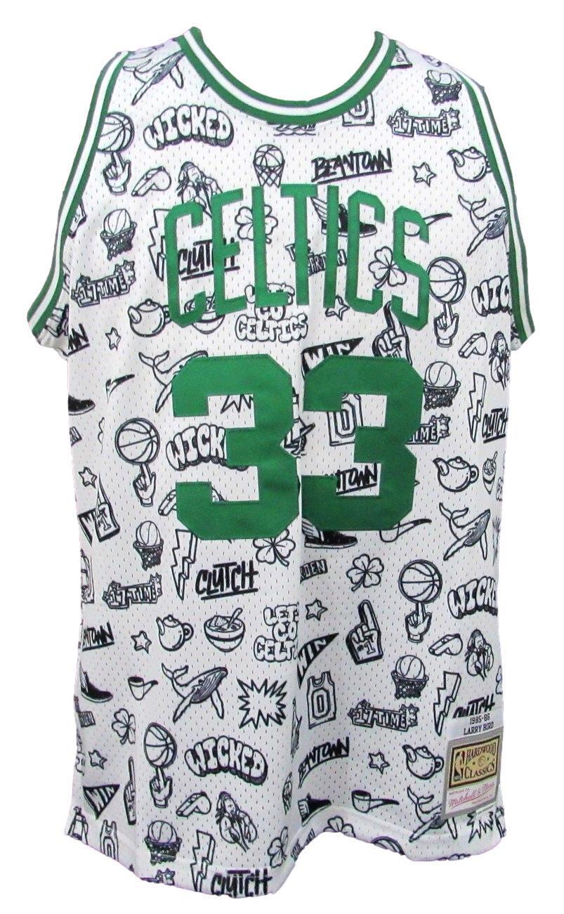 Larry Bird Autographed White Doodle Mitchell &