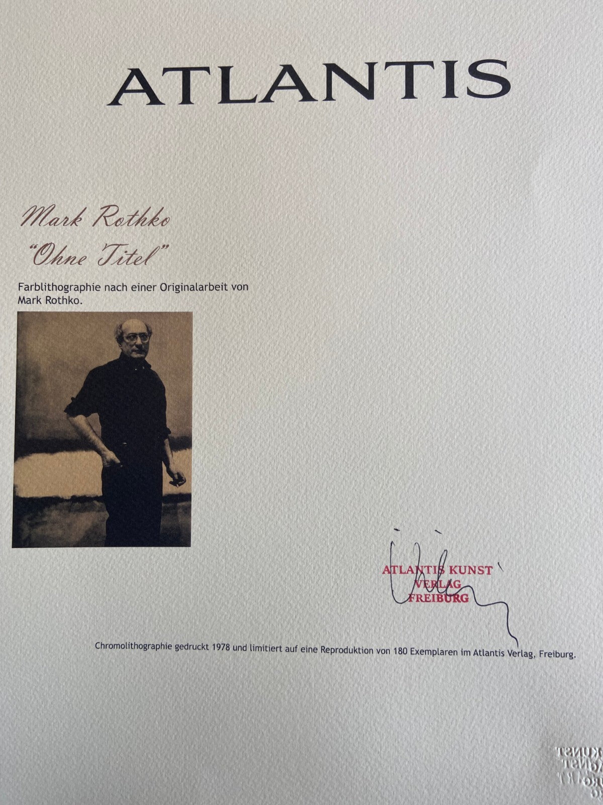 Mark Rothko Lithograph Coa Signed Numbered