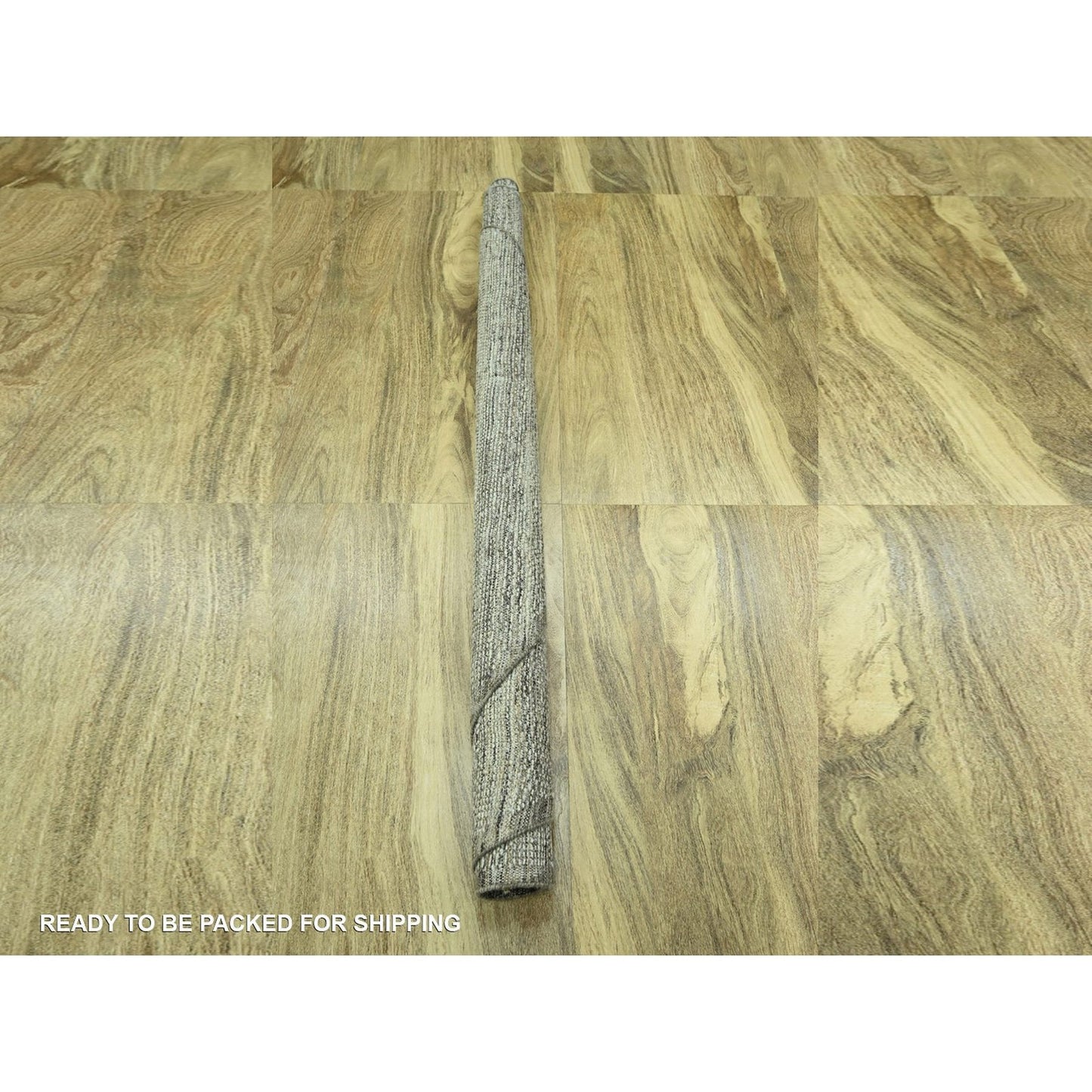 6'X6' Acorn Brown Pure Wool Rug Hand Knotted Oxidized Grass Design Round