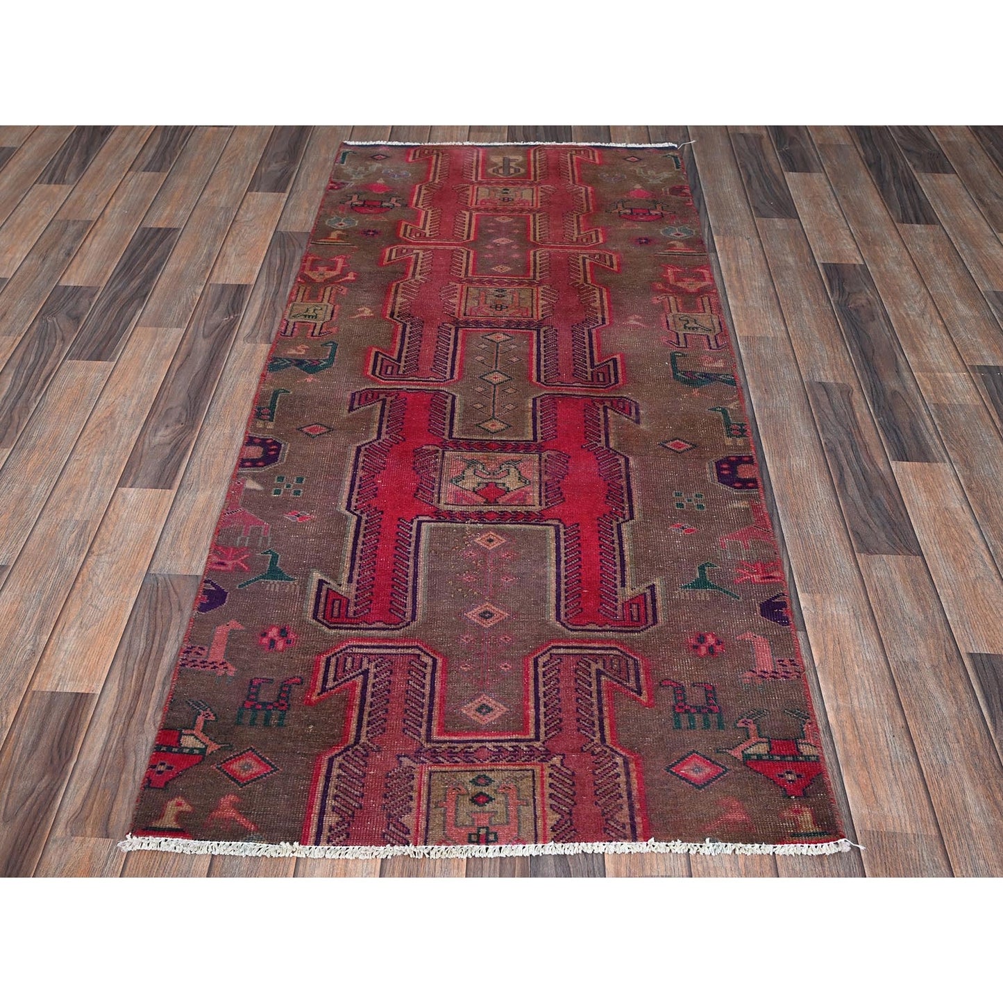 2'8"X6' Brown Vintage Northwest Zoroastrian Hand Knotted Wool Runner Rug