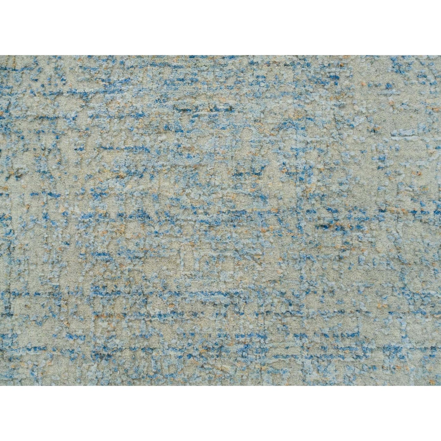 2'6"X8 Gray Modern Jacquard Hand Loomed Wool And Silk Runner Oriental Rug