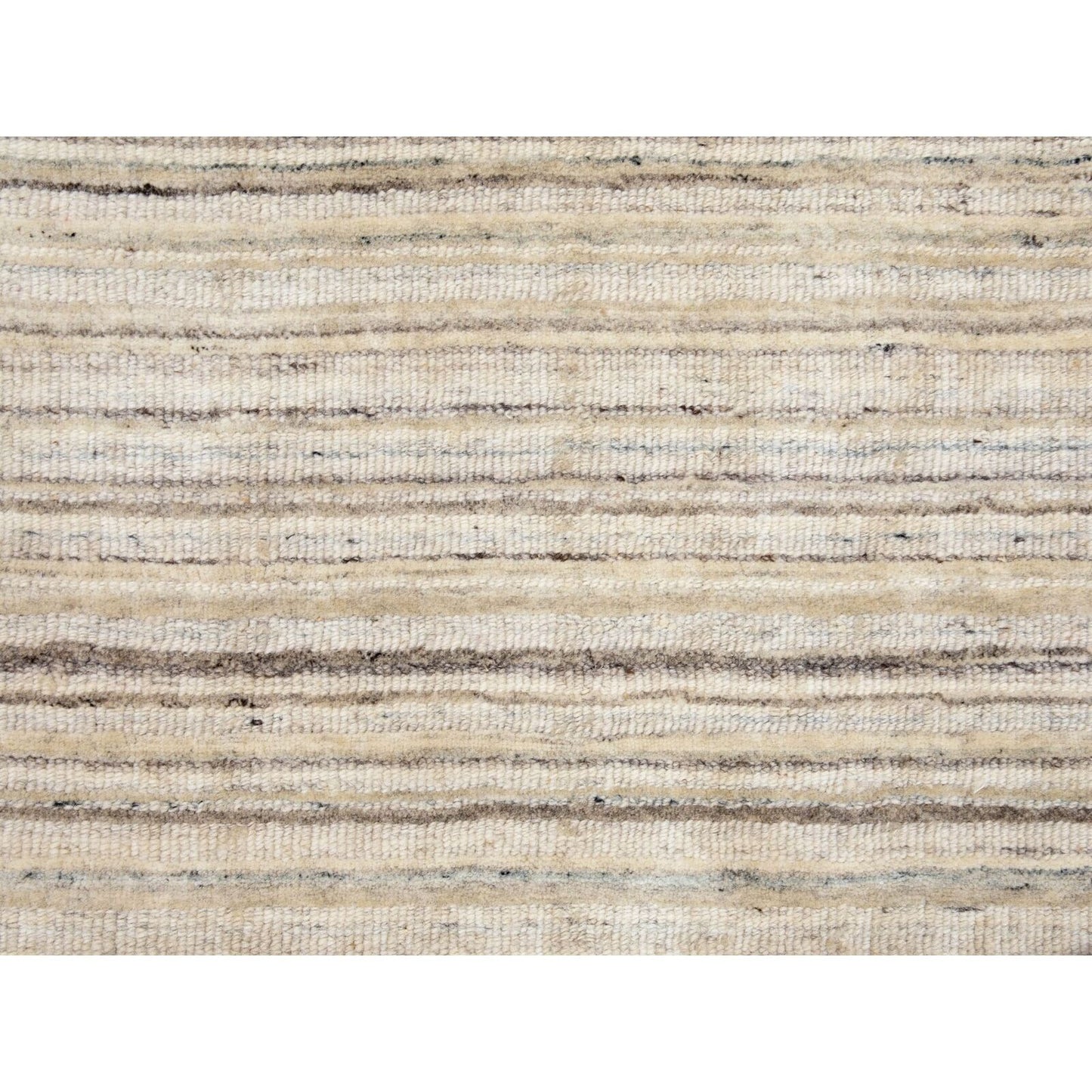 2'6"X9'8" Beige Hand Loomed Organic Wool Modern Runner Oriental Rug