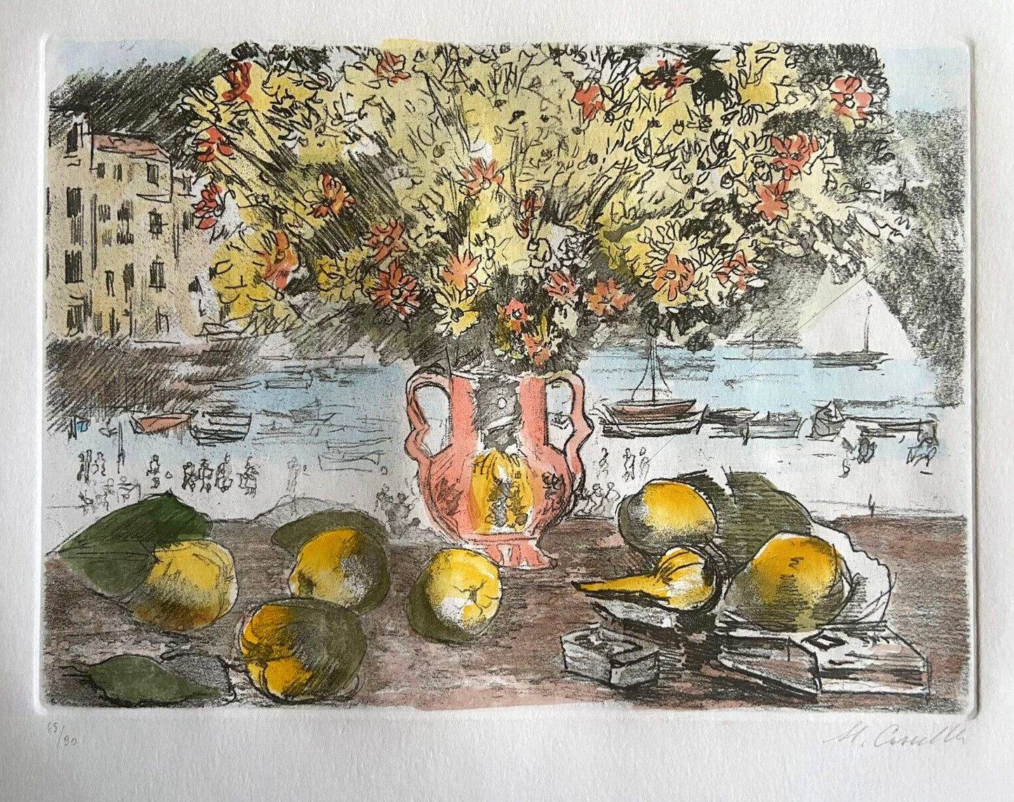 Michele Cascella "Vase Of Flowers In Portofino"