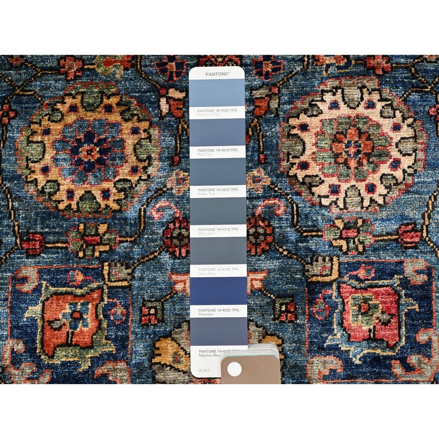 2'7"X21'5" Stone Blue All Over Design Soft Wool Hand Knotted Xl Runner Rug