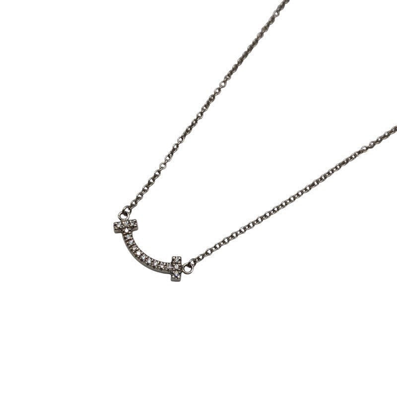 Tiffany & Co. T Smile Micro Mini Necklace K18 White Gold